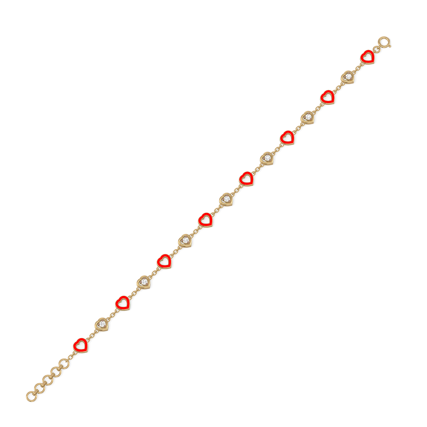 Heart Station Bracelet - 18kt Gold Vermeil Lab Grown Diamond 4