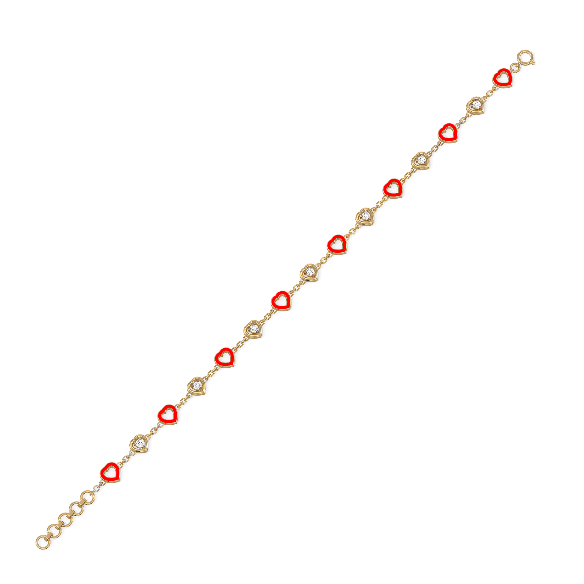 Heart Station Bracelet - 18kt Gold Vermeil Lab Grown Diamond 4