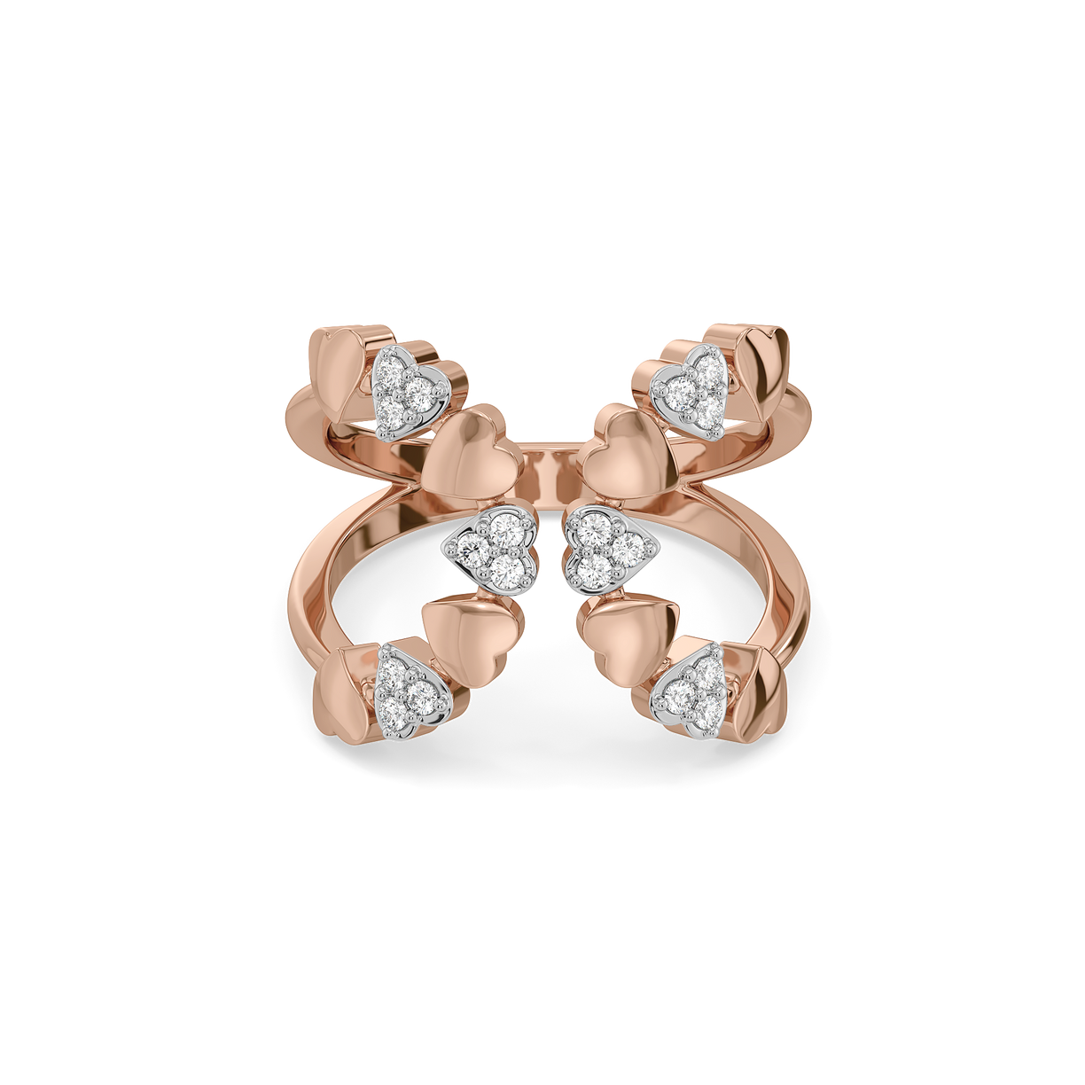 Heart's Aflutter Open Top Ring-18kt Rose Gold Vermeil Lab Grown Diamond Ring