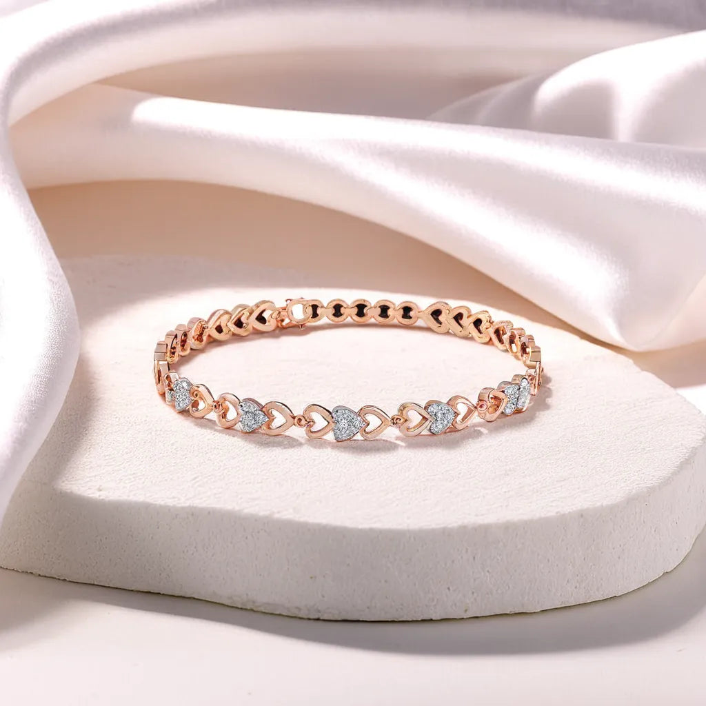 Heartstring - 18kt Rose Gold Vermeil Lab Grown Diamond Tennis Bracelet 