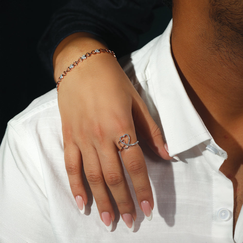 Heartstring - 18kt Rose Gold Vermeil Lab Grown Diamond Tennis Bracelet 
