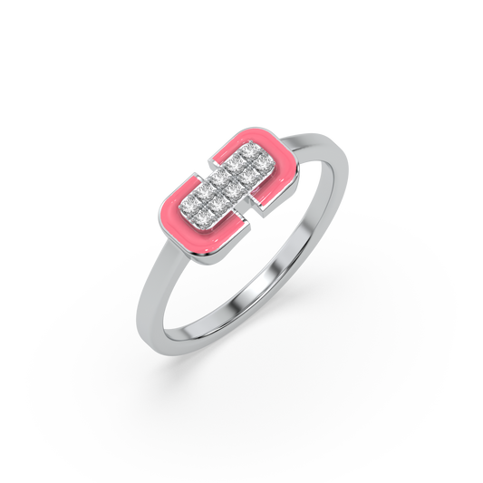 Hot Blush Pink Fashion Ring-925 Sterling Silver Lab Grown Diamond Ring