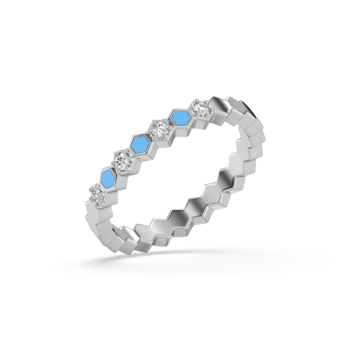 Icy Blue Band Ring-925 Sterling Silver Lab Grown Diamond Ring