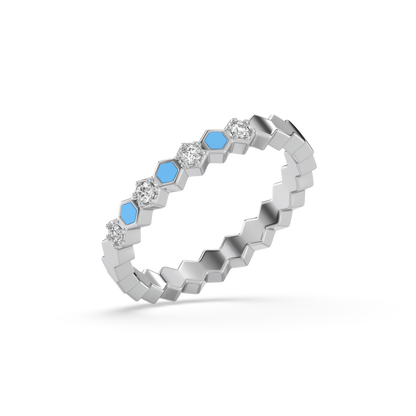 Icy Blue Band Ring-925 Sterling Silver Lab Grown Diamond Ring
