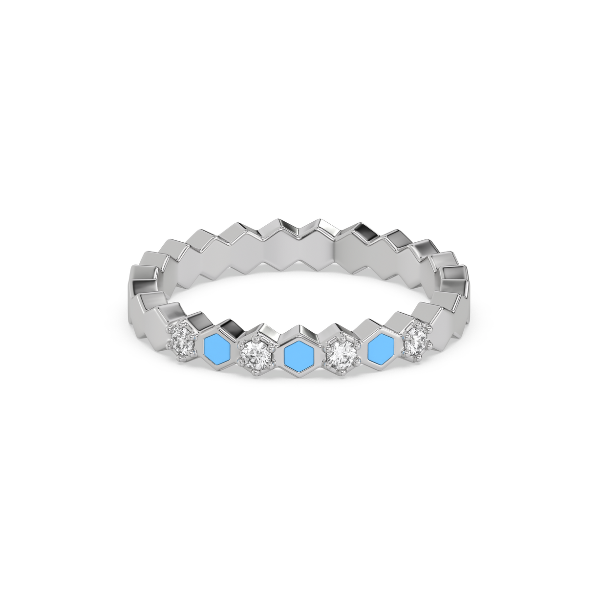Icy Blue Band Ring-925 Sterling Silver Lab Grown Diamond Ring