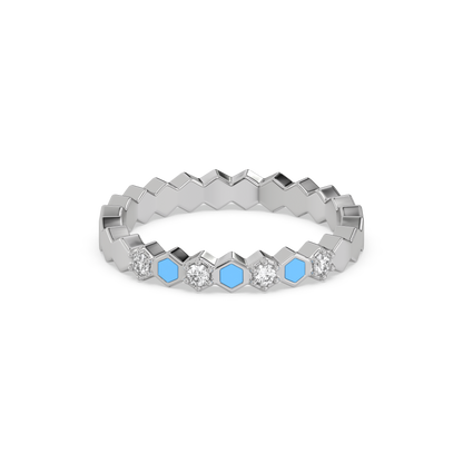 Icy Blue Band Ring-925 Sterling Silver Lab Grown Diamond Ring