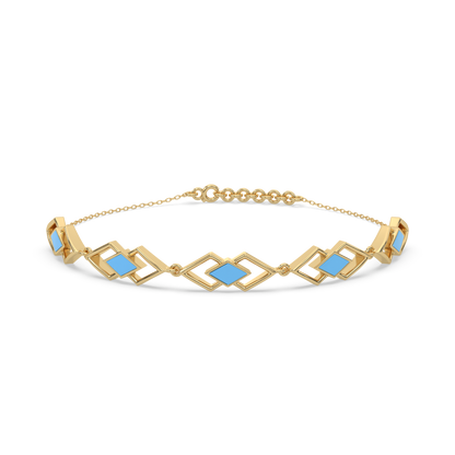 Icy Blue Enamel Geometric - 18kt Gold Vermeil Bracelet 