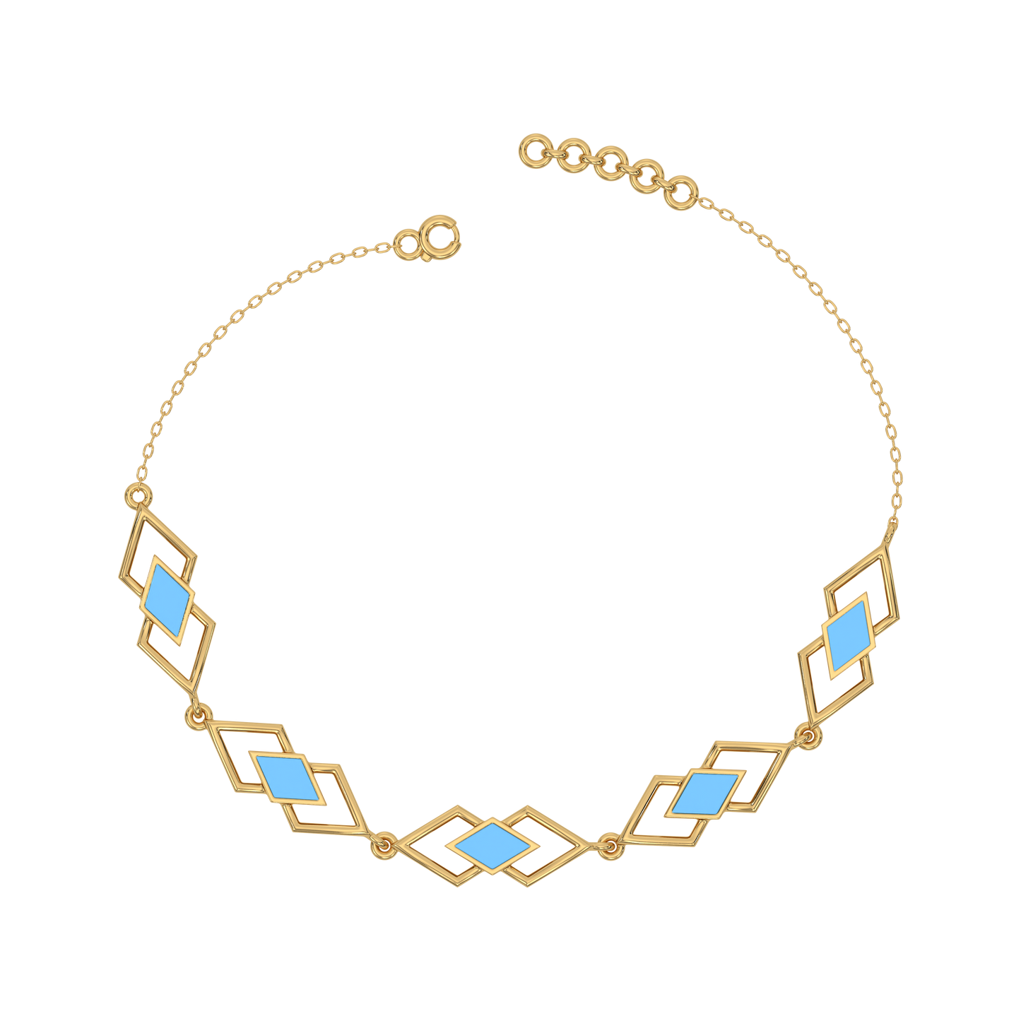 Icy Blue Enamel Geometric - 18kt Gold Vermeil Bracelet 
