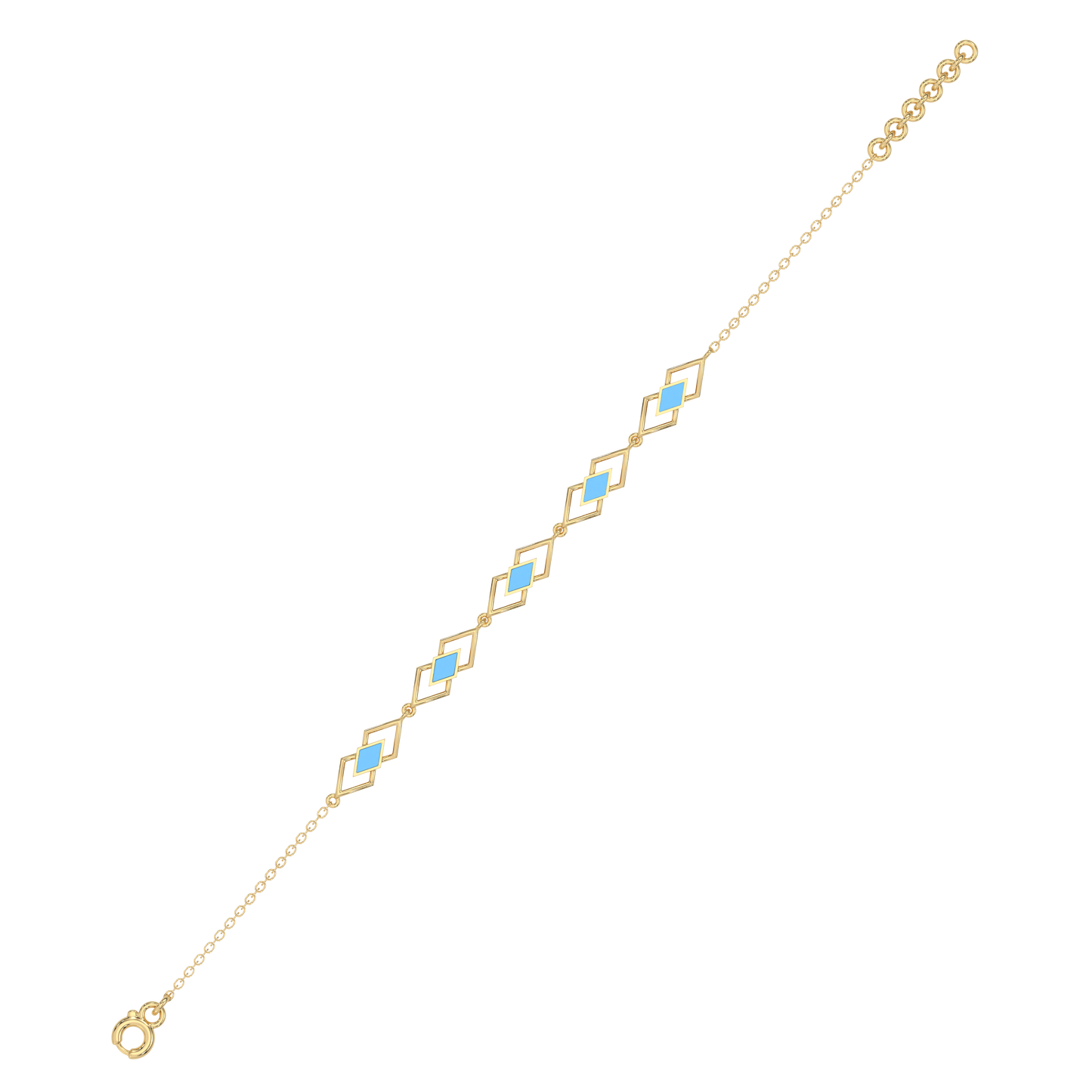 Icy Blue Enamel Geometric - 18kt Gold Vermeil Bracelet 5