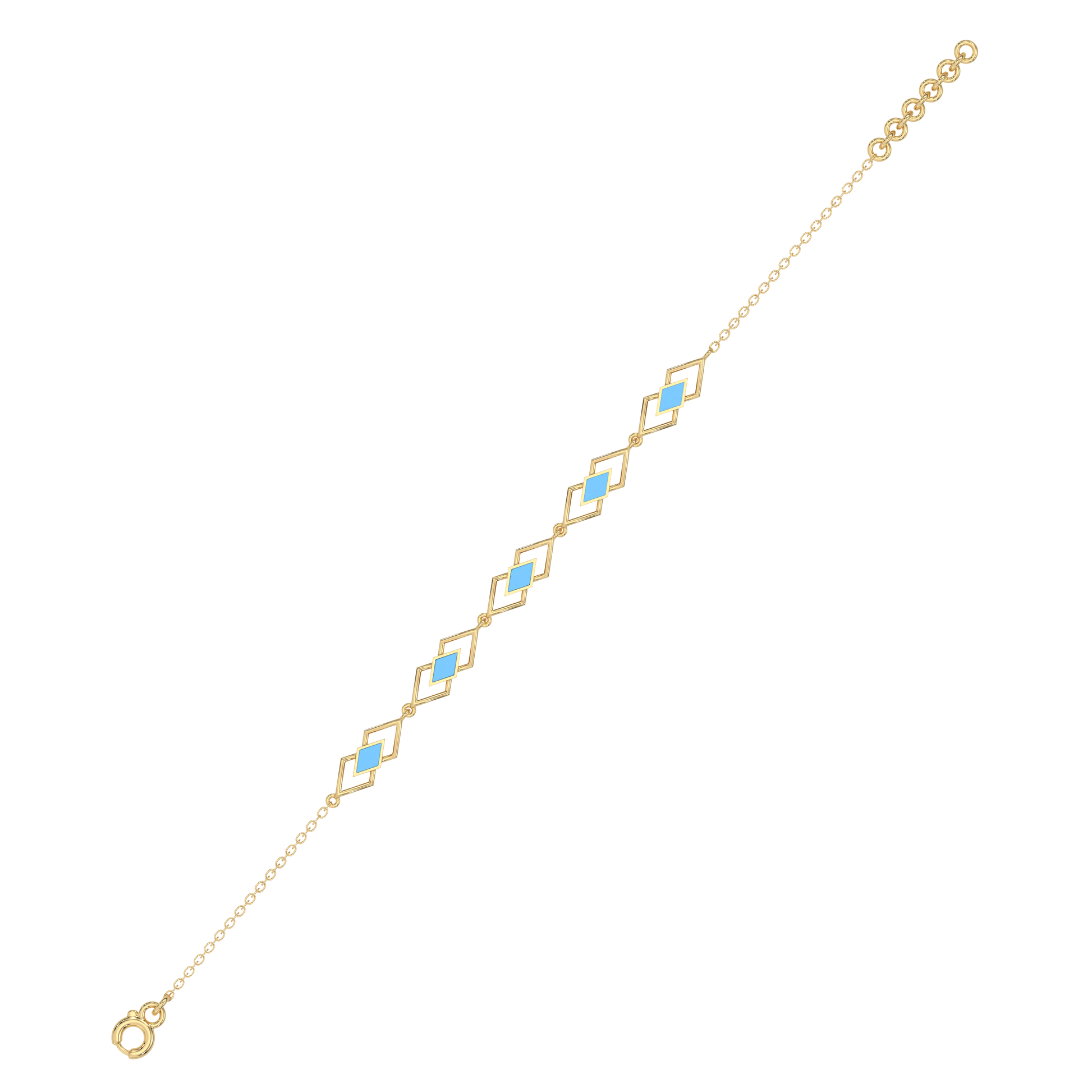Icy Blue Enamel Geometric - 18kt Gold Vermeil Bracelet 5