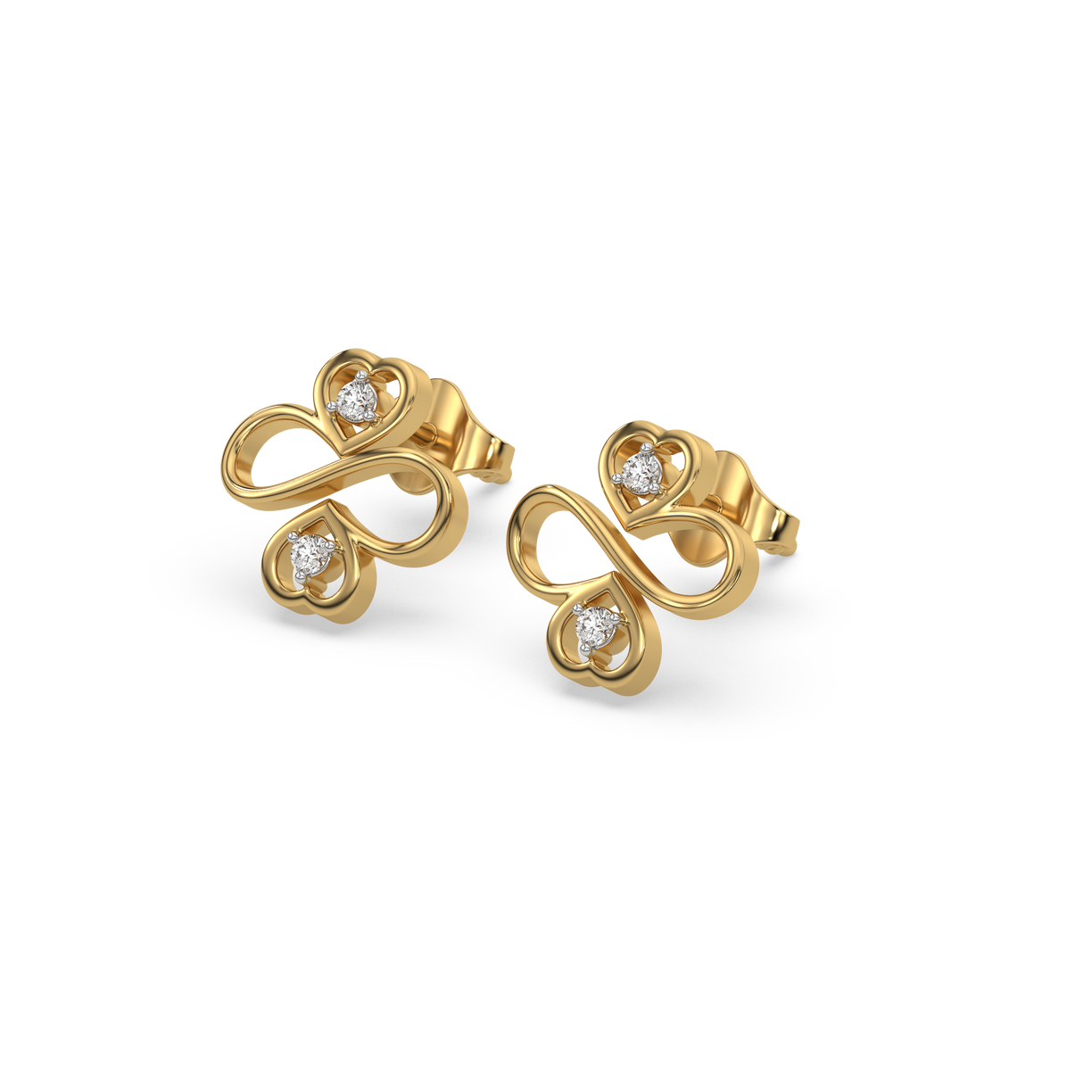 Infinity Clover Studs - 18kt Gold Vermeil Lab Grown Diamond Earrings