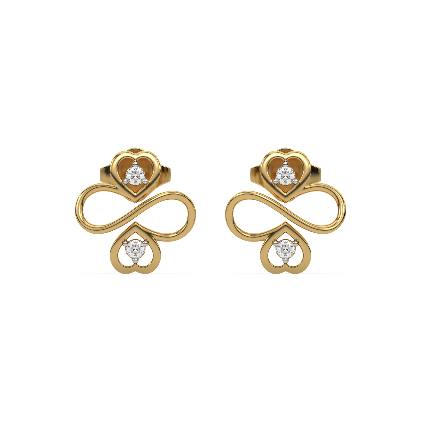 Infinity Clover Studs - 18kt Gold Vermeil Lab Grown Diamond Earrings