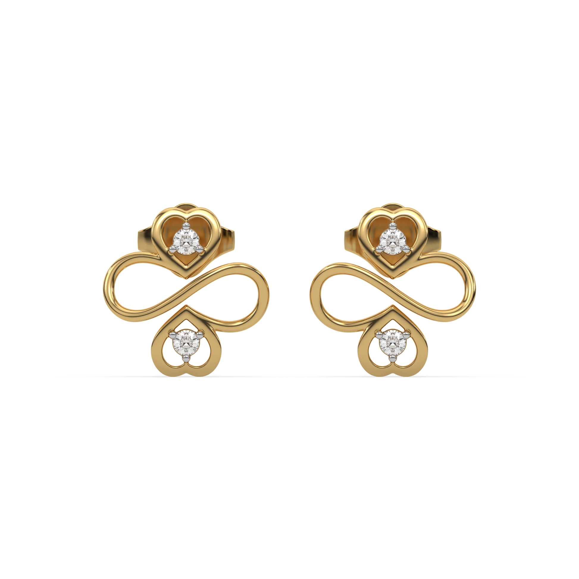 Infinity Clover Studs - 18kt Gold Vermeil Lab Grown Diamond Earrings