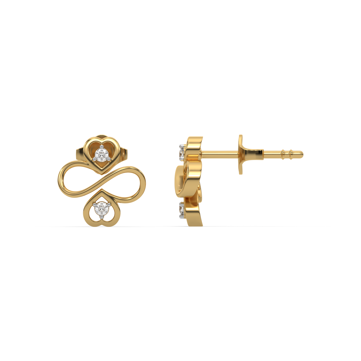 Infinity Clover Studs - 18kt Gold Vermeil Lab Grown Diamond Earrings