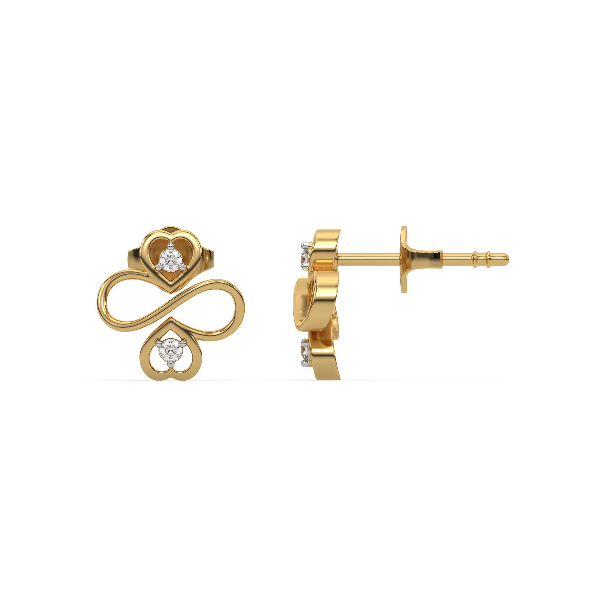 Infinity Clover Studs - 18kt Gold Vermeil Lab Grown Diamond Earrings