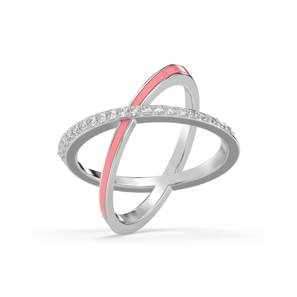 Buy Beauty Of Connection Lab Grown Diamond Pink Enamel Ring - Lukson