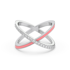 Beauty Of Connection - Lab Diamond & Pink Enamel Ring