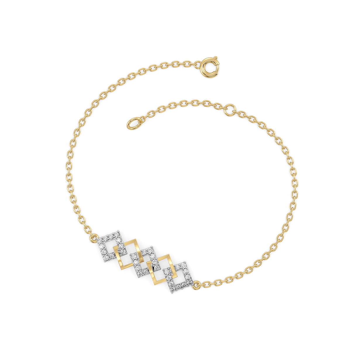 Mini Squares - Pure Gold Lab Diamond Fashion Bracelet