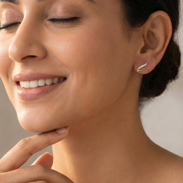 Featherlight Grace - Pure Gold Lab Diamond Stud Earrings
