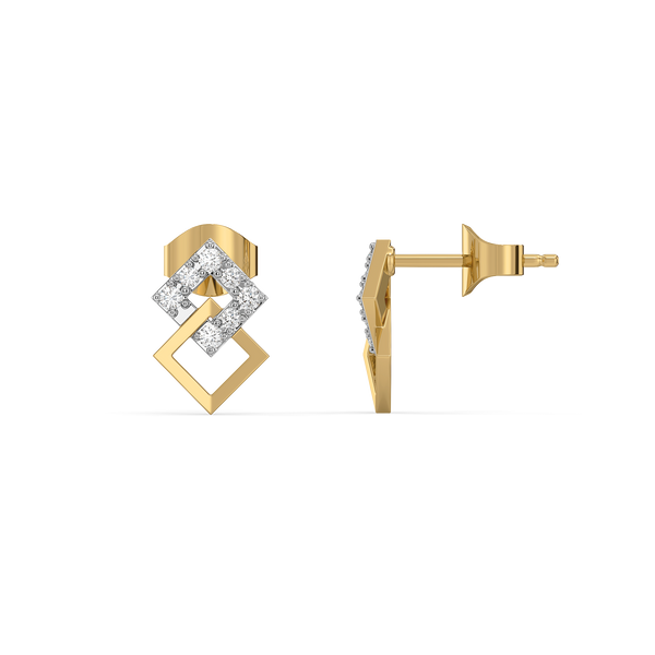 Lukson Mini Squares Pure Gold Lab Grown Diamond Earrings Online 