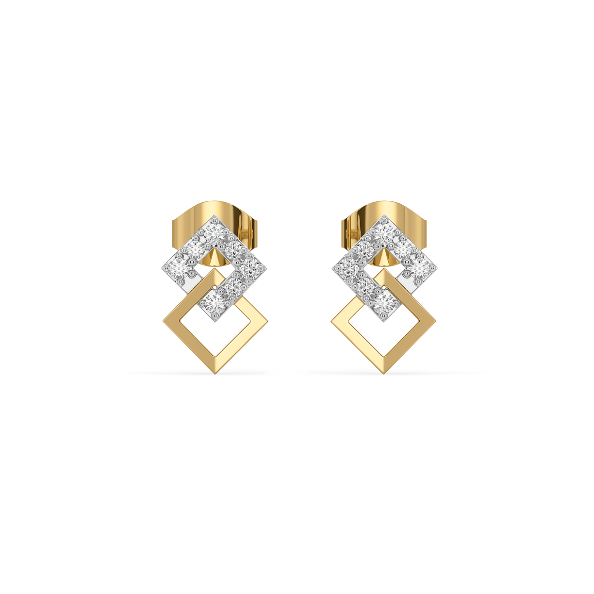 Mini Squares - Pure Gold Lab Diamond Stud Earrings