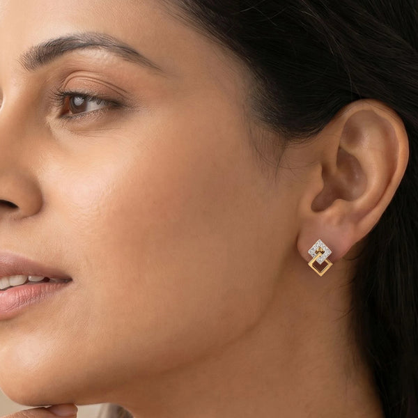 Mini Squares - Pure Gold Lab Diamond Stud Earrings
