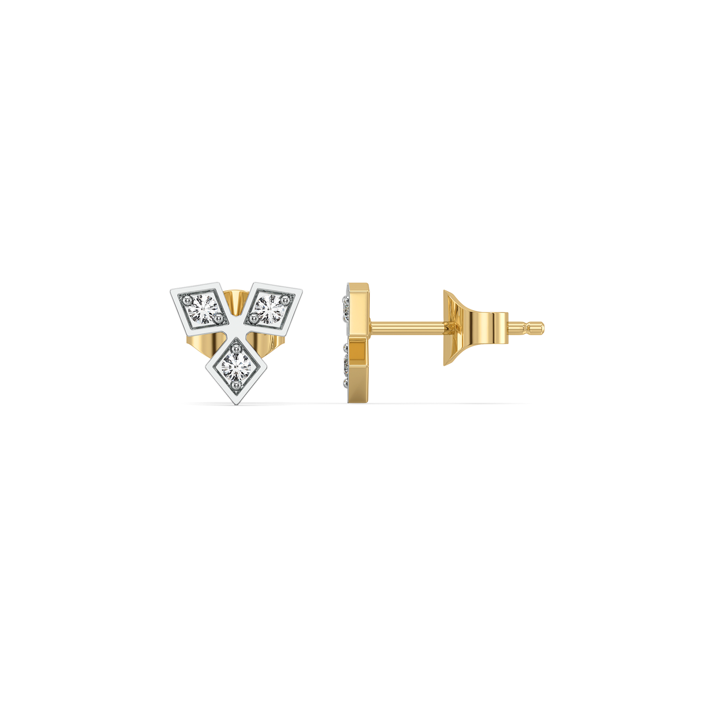 Tri-Shine - Pure Gold Lab Diamond Stud Earrings