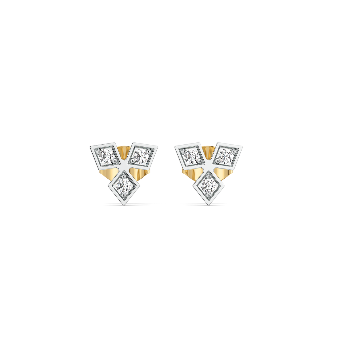 Tri-Shine - Pure Gold Lab Diamond Stud Earrings