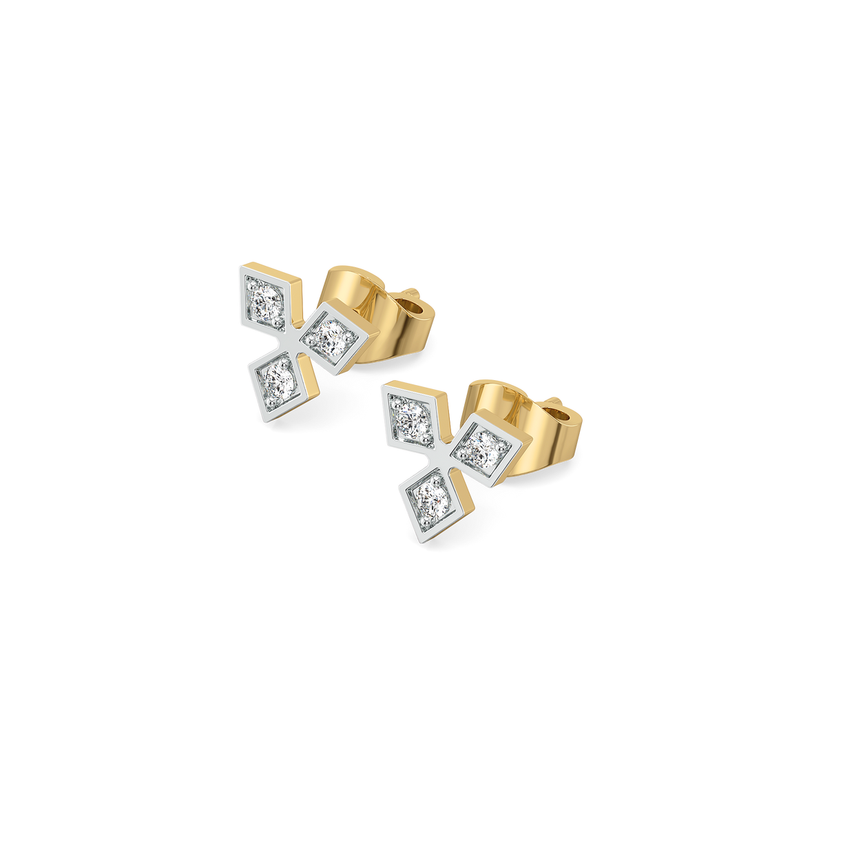 Tri-Shine - Pure Gold Lab Diamond Stud Earrings