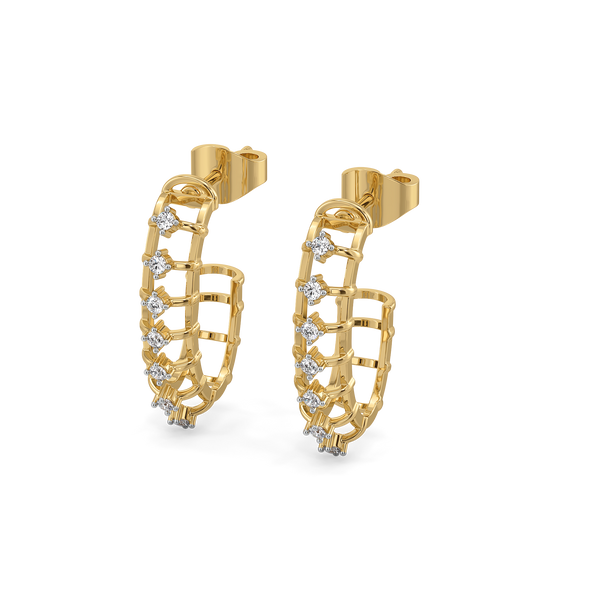 Lukson Round Cut Gold Lab Diamond Hoop Earrings