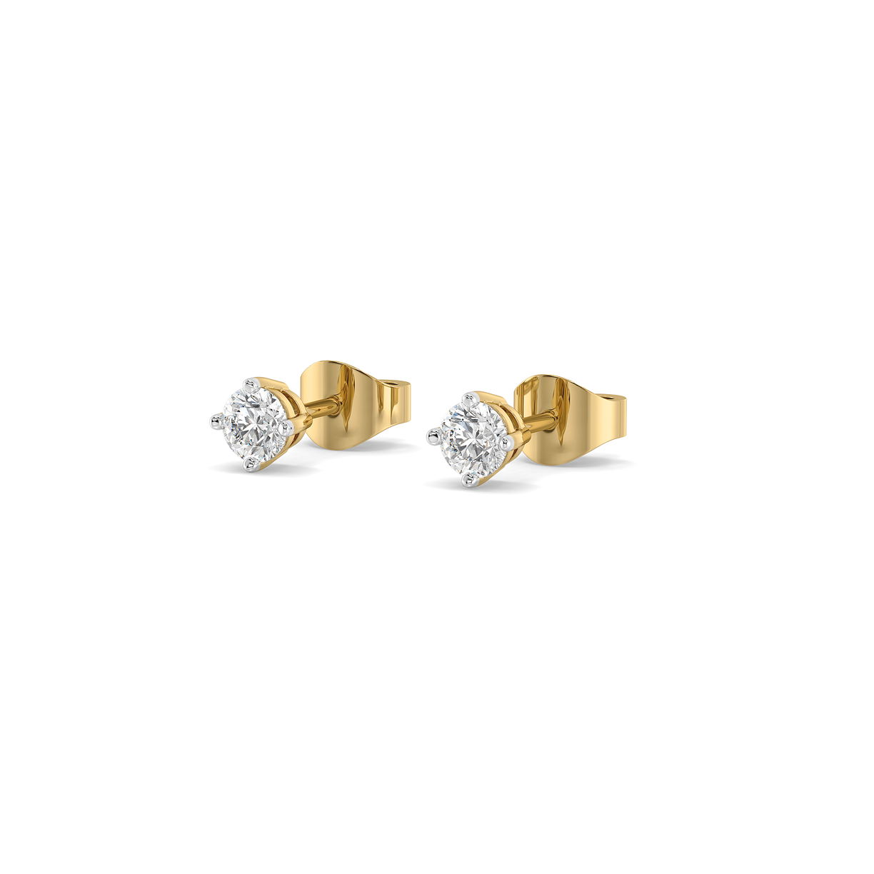 Soft Ray Solitaire Studs - Pure Gold Lab Diamond Earrings