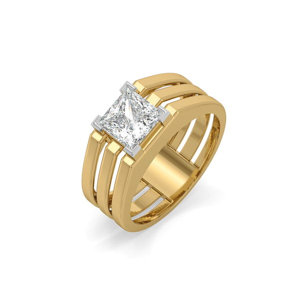 Layered Strength – Pure Gold Lab-Grown Diamond Men's Ring
