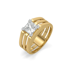 Layered Strength – Pure Gold Lab-Grown Diamond Men's Ring
