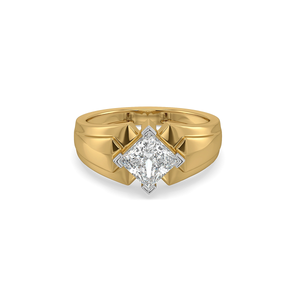 Sharp Square – Pure Gold Lab-Grown Diamond Men's Ring