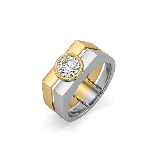 Urban Contrast – Pure Gold Lab-Grown Diamond Men's Ring