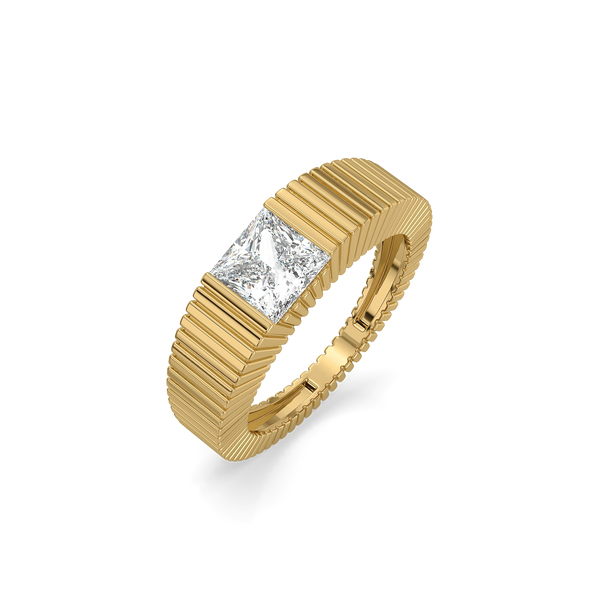 Gridline Gold – Pure Gold Lab-Grown Diamond Men's Ring