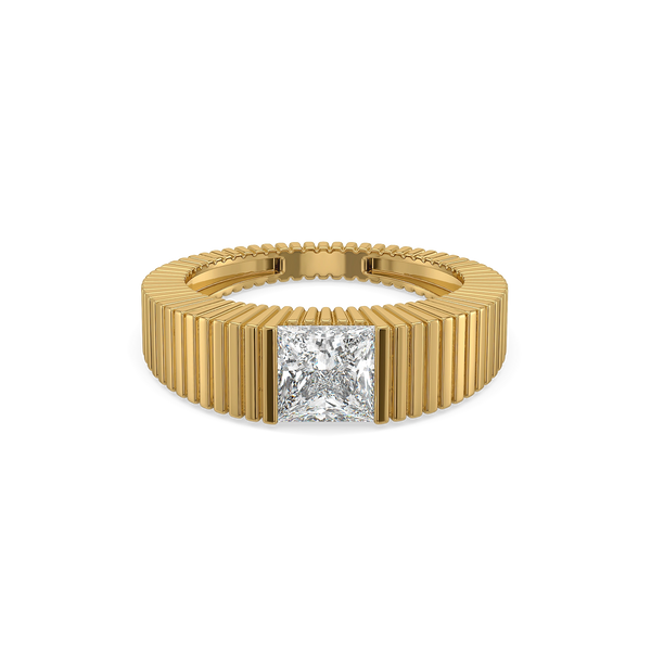 Gridline Gold – Pure Gold Lab-Grown Diamond Men's Ring