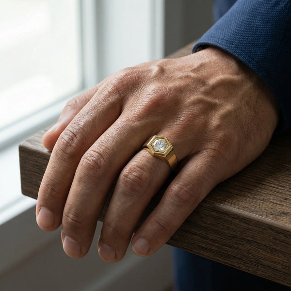 Classic Signet – Pure Gold Lab-Grown Diamond Men's Ring
