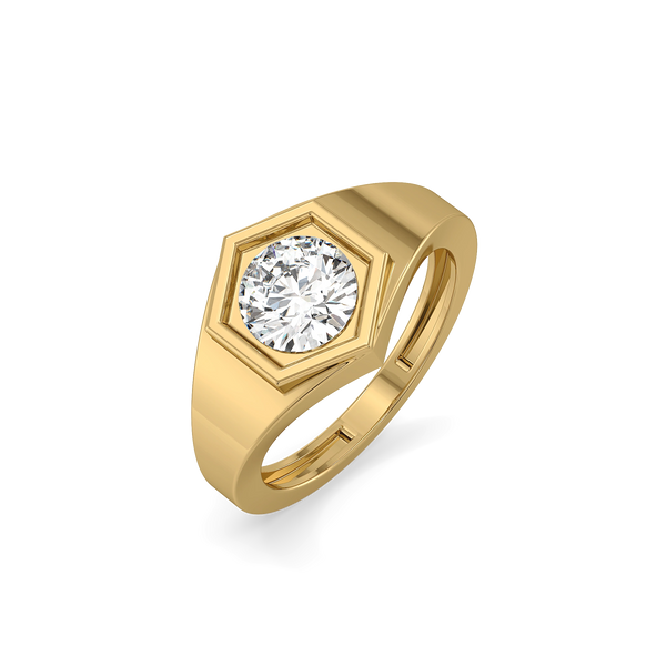 Classic Signet – Pure Gold Lab-Grown Diamond Men's Ring