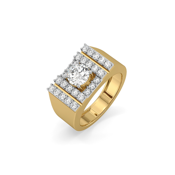 Square Radiance – Pure Gold Lab-Grown Diamond Men's Ring