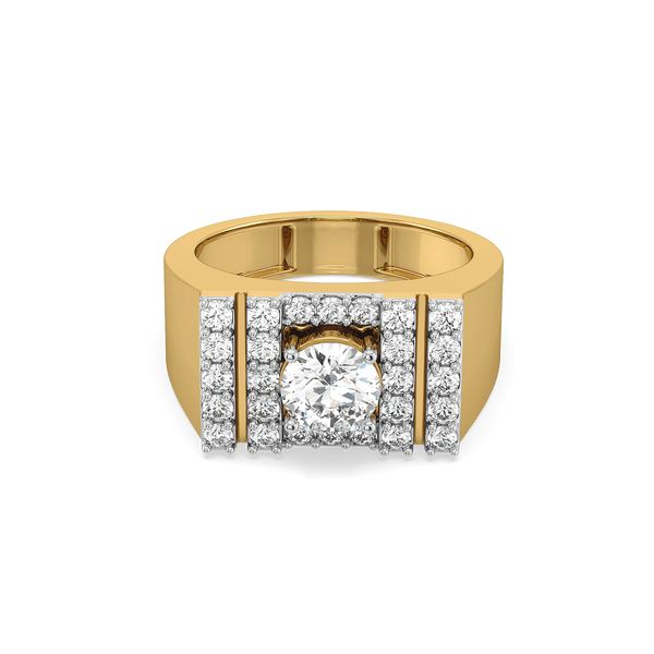 Square Radiance – Pure Gold Lab-Grown Diamond Men's Ring