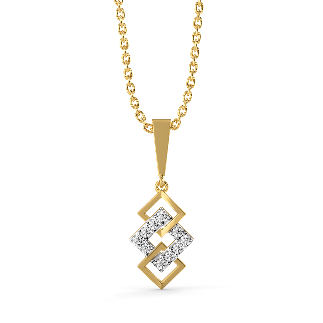 Mini Squares - Pure Gold Lab Diamond Pendant