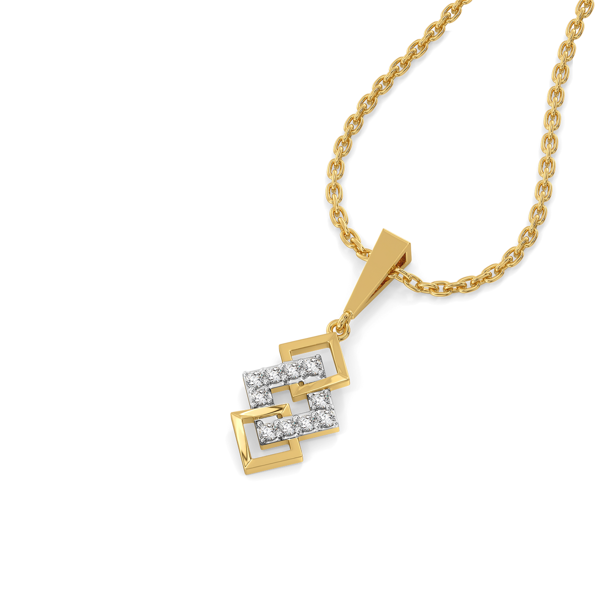 Mini Squares - Pure Gold Lab Diamond Pendant