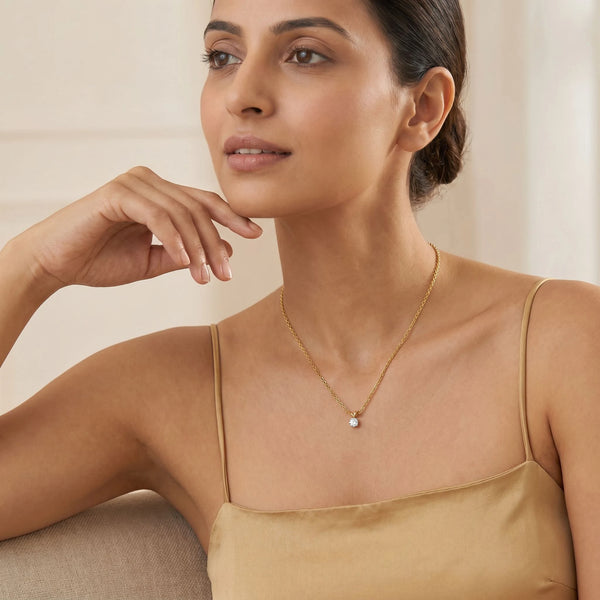 Soft Ray Solitaire - Pure Gold Lab Diamond Pendant