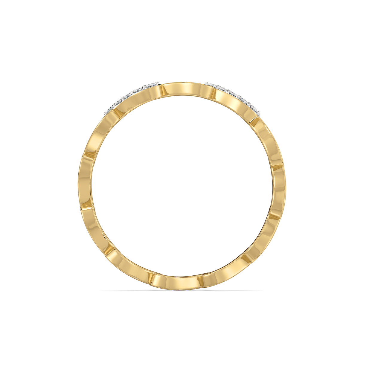 Wave Curve - Pure Gold Lab Diamond Band Ring