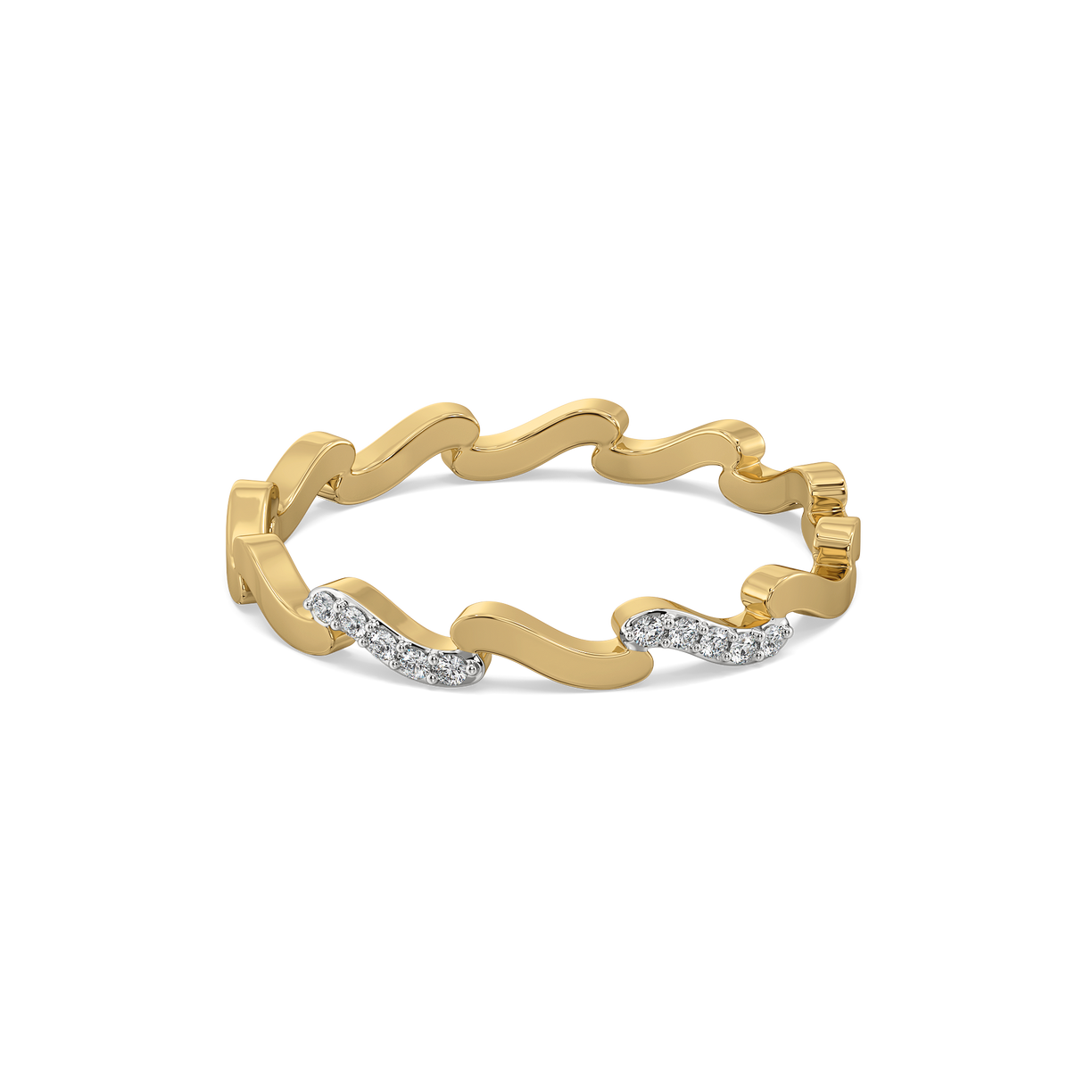 Wave Curve - Pure Gold Lab Diamond Band Ring