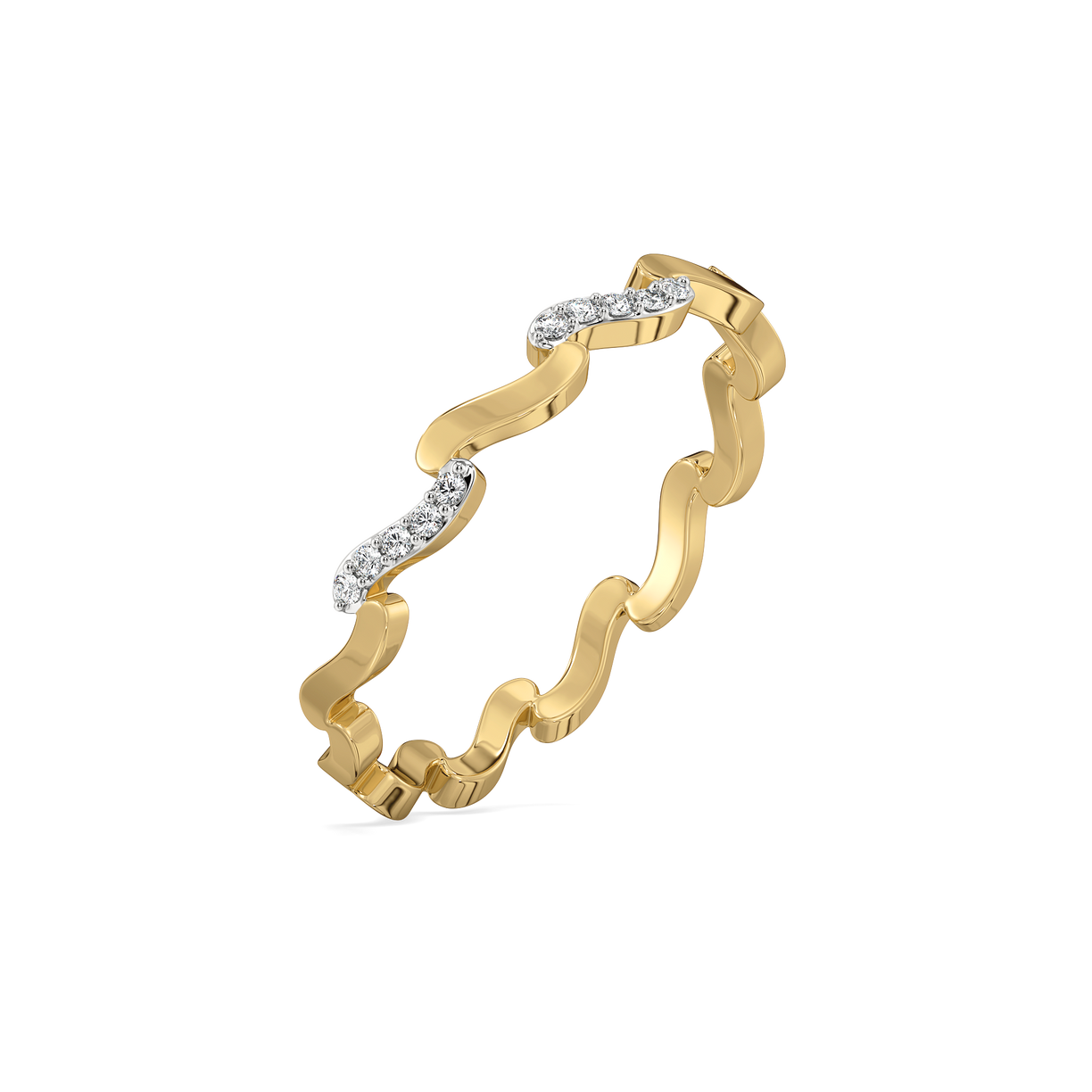 Wave Curve - Pure Gold Lab Diamond Band Ring