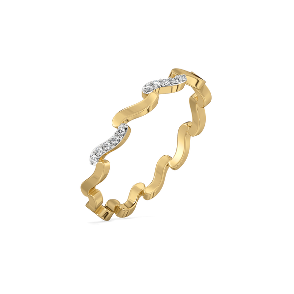 Lukson Wave Curve Pure Gold Lab Grown Diamond Band Ring
