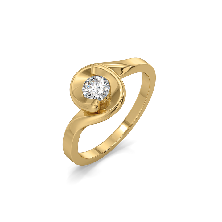 Soft Ray Solitaire - Pure Gold Lab Diamond Ring
