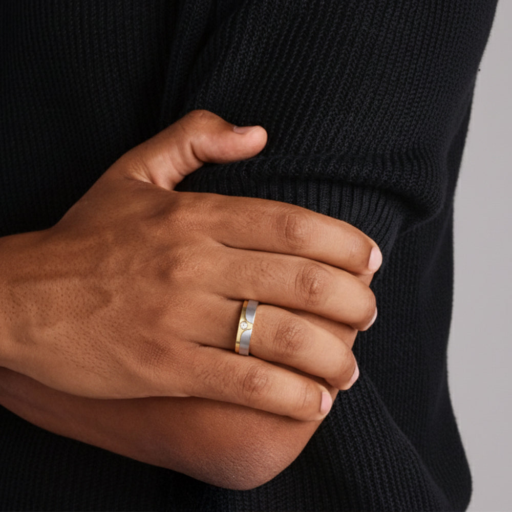 Curved Crest - Lab Diamond Men's Ring